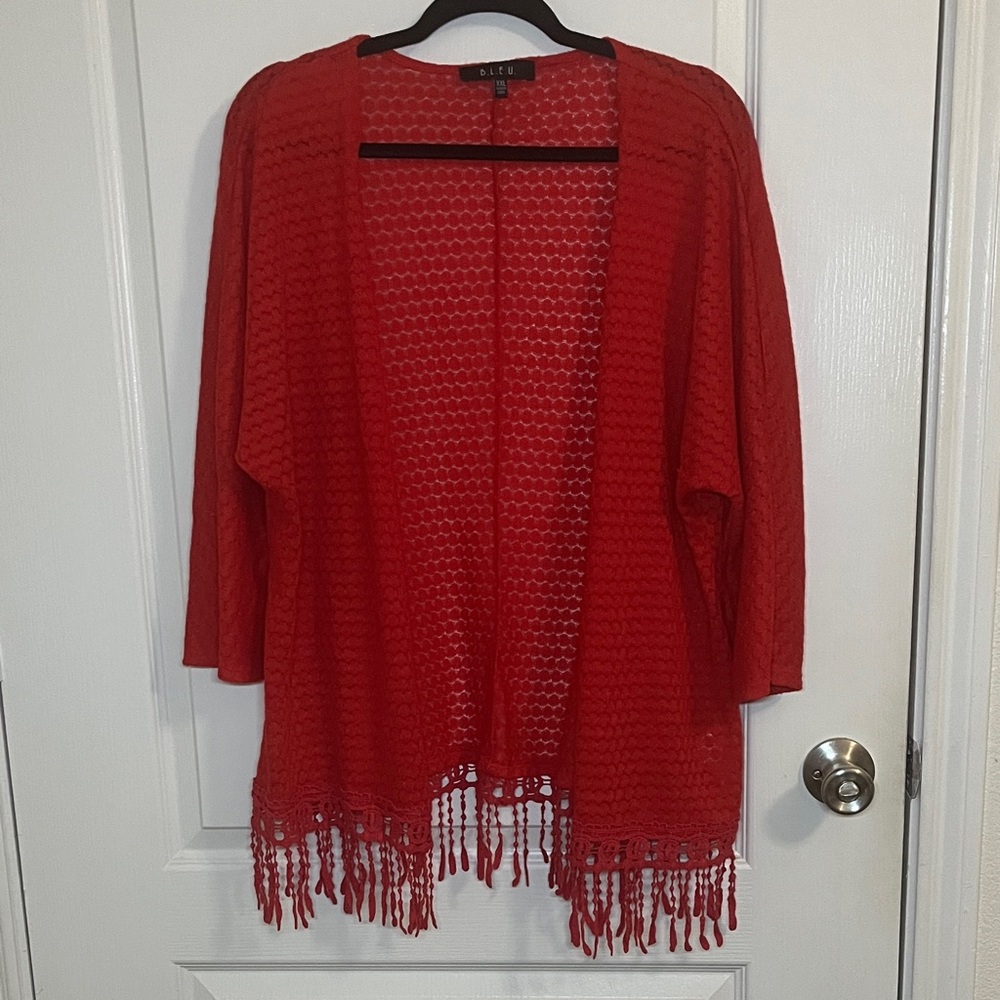 B.L.E.U. Red Fringe Cardigan